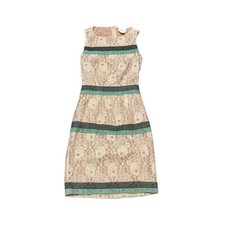 Maeve Anthropologie Cream Teal Striped Lace Dress Size XS