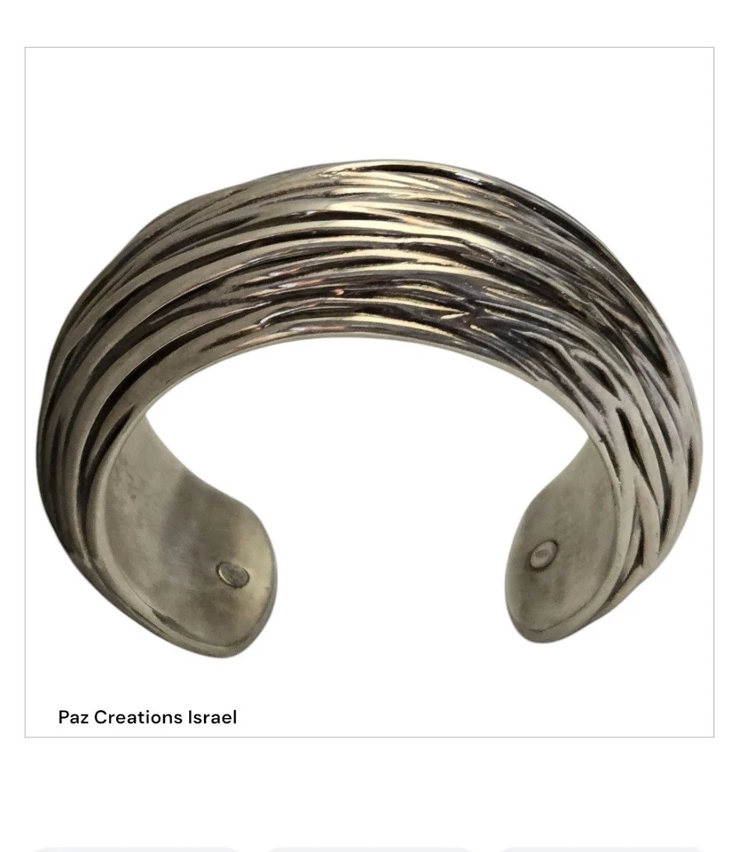 72.4gr! Paz Creations Israel Nest Sterling Silver Wide Cuff Bracelet  - Image 2 of 4
