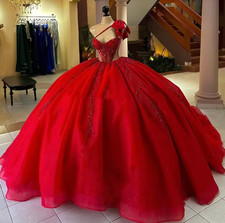 Splendid Sequined Lace Quinceanera Dress for Girls Illusion Bow One Shoulder
