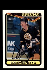 Signed Hockey Card Auto Bob Sweeney 1990-91 O-Pee-Chee #99 Boston Bruins