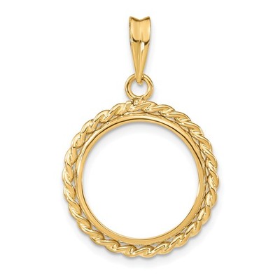 1/10 oz $5 Maple Leaf Coin Bezel 16mm Rope Prong 14k Yellow Gold