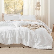 Comforter Set Twin XL White 3 Pieces Pinch Pleat Down Alternative Bedsure Sets