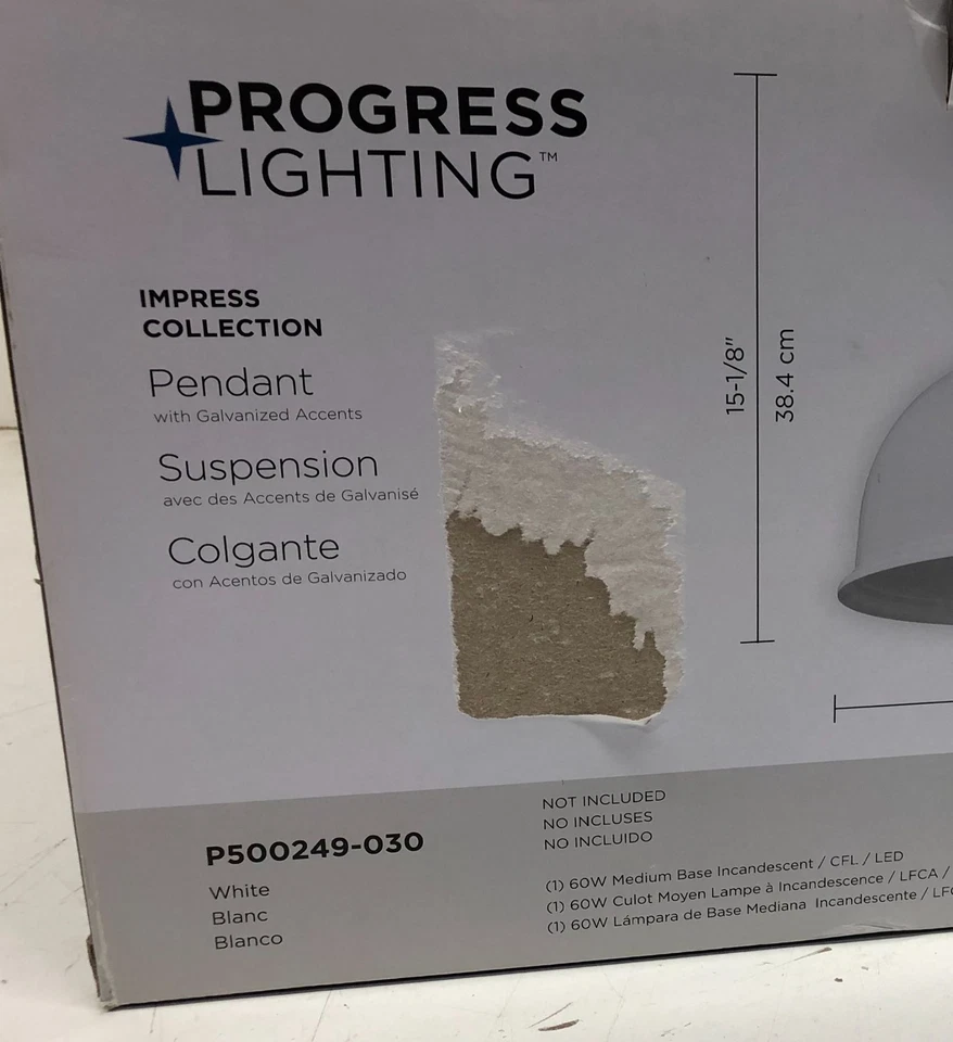 Progress Lighting Impress 16 pulgadas Colgante 1 Luz Galvanizado y Blanco Nuevo Foto 3 de 3