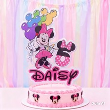 Minnie Mouse inspired Cake Topper personalised name  And Age