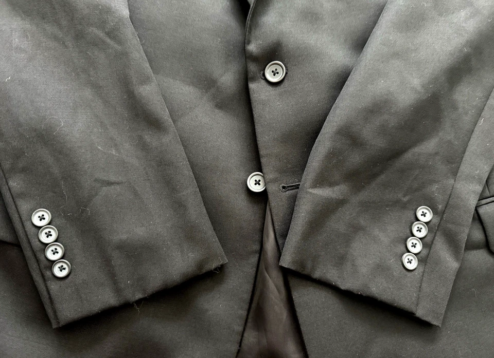 Pronto Uomo Platinum Suit Men's 52L Long - 46W x 31.5L Executive Black Wool 2-Bt - Image 3 of 4