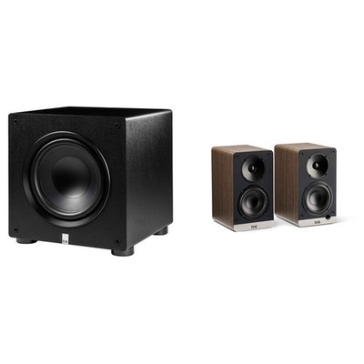 Elac DCB41-WN - Debut ConneX 4.5'' Powered Speakers - Walnut, Pair and Elac PS...