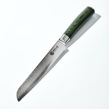 HexClad 8" Japanese Damascus Steel Bread Knife, Pakkawood Handle