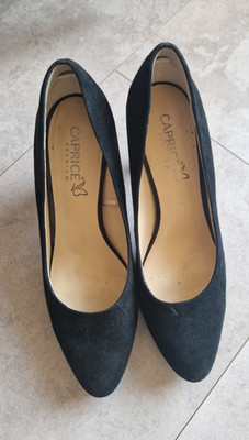 Caprice Damen Pumps Leder schwarz/rot spitz rote Sohle EU 39
