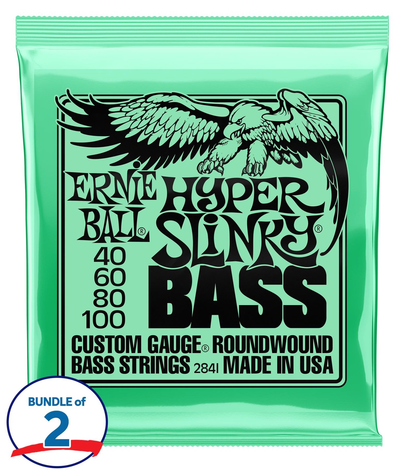 Струны для электрической бас-гитары Ernie Ball 2841 Hyper Slinky с никелевой обмоткой 2 штуки 7190₽