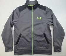 Under Armour Jacket Men M Gray Neon Storm 1 ColdGear Full Zip Fleece LIMITED USE