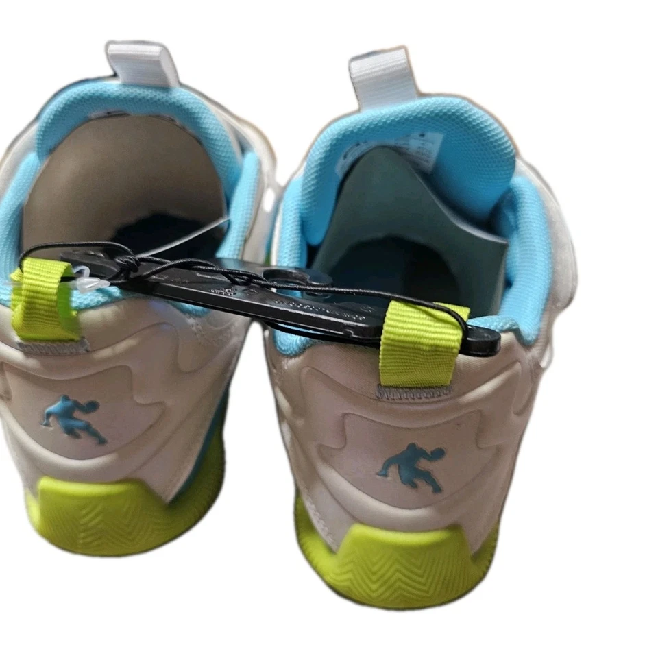 And1 Basketball Sneakers Boys, White With Blue, Lime Green Soles, Size 5, New - Image 3 of 4