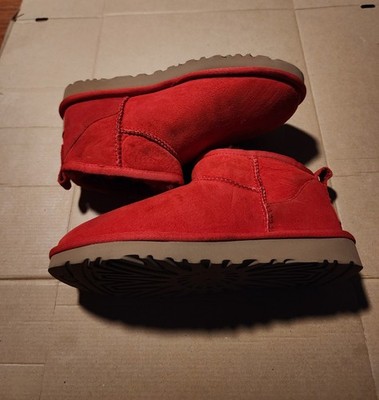 UGG Women's Classic Ultra Mini Ankle Winter Boot Ribbon Red Size 6 (1116109)