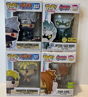 Funko NARUTO BORUTO Lot of 4:Kakashi Lightning Blade, Mitsuki Sage Mode GiD Excl