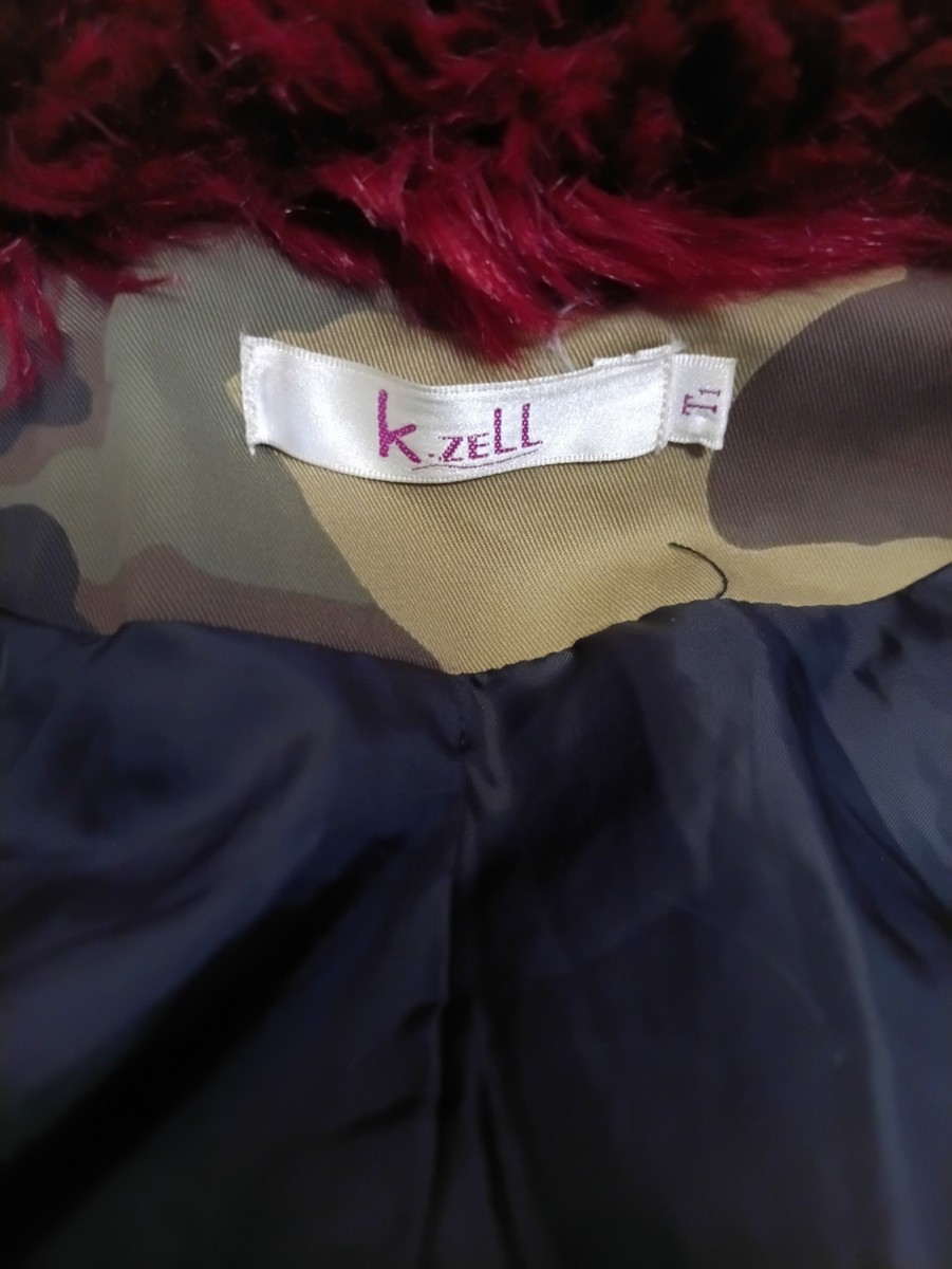 Women's Parka Jacket, Military Camouflage, Red Hair Hood - K-zeLL T1 View 4