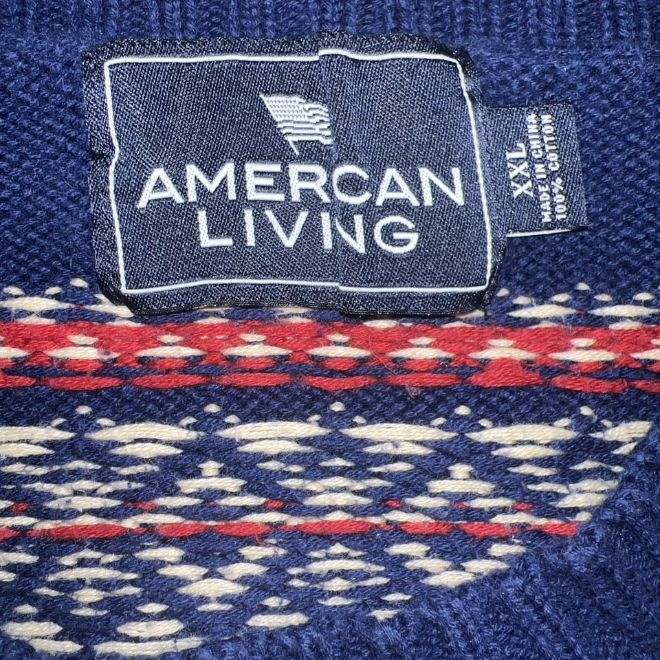 Винтажный свитер тяжелая вязка американский живой размер - XXL - темно-синий. Олень лось дерево - Изображение 2 из 4