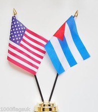 United States of America & Cuba Double Friendship Table Flag Set