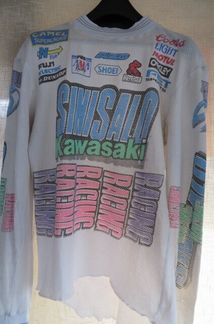 VTG 1980's SINISALO Motocross Mesh Jersey Size S-M Kawasaki