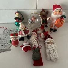 Vintage Lot of 12 Santa Christmas Ornaments Assorted Mixed Variety Holiday