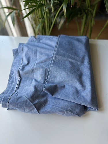 Ralph Lauren Chambray Lenzuolo Piatto Doppio Tinta Unita Blu Denim Cotone - Foto 8 di 8