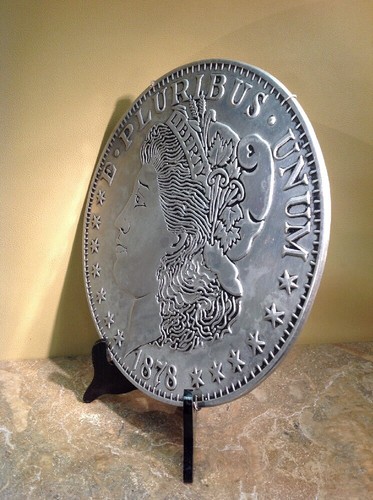 Vtg Die Cast Solid Metal 1878 E Pluribus Unum Coin Plaque 12.5" - Picture 3 of 5