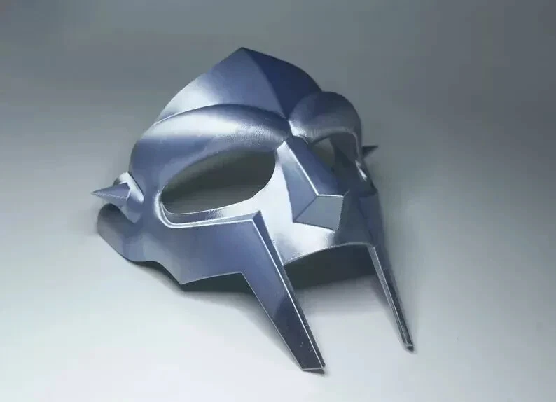 Mf doom mask finitura argento maschera pazzo cattivo regalo per Halloween/Natale - Immagine 3 di 4