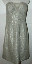 Max and Cleo Metallic Silver Gray Dress Strapless Cocktail Party NWT 10
