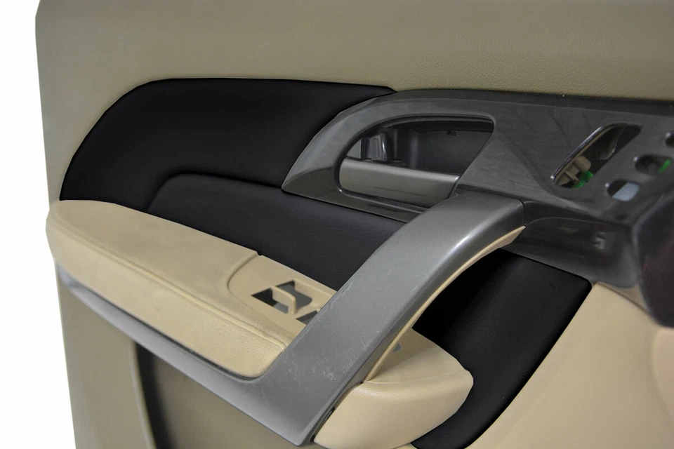 Compatível com 2007-2013 Acura MDX PVC couro sintético inserção porta painel capa preta - Imagem 4 de 4