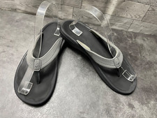 Olukai Ohana Women Shoes Gray 8 M Leather slip On toe Thong Casual Beach Sandals