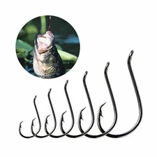 100 Hooks - #1-5/0 Ultra Sharp Carbon Steel Octopus Offset Circle Fishing Hook