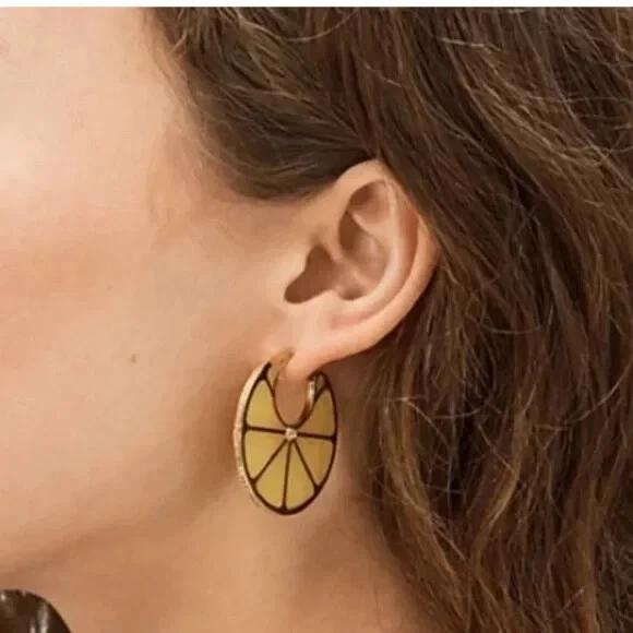 KATE SPADE Tutti Fruity Lemon Slices Hoop Earrings. Retail $80 - Image 4 of 4