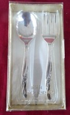 1881 Rogers-Oneida 1964 "Rose Song" Toddler Fork-Spoon NEW IOB SEALED