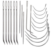 20 Leather Sewing Needles Heavy Duty Kit Curved Sack Hand Upholstery Canvas Rugs