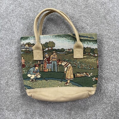 Vintage Holdings Fine Accessories Tapestry Tote Hand Bag Golf American Size One
