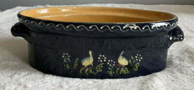 Confrerie De La Poterie Blue Oval Soup Tureen/Casserole Pottery Signed READ