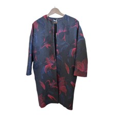 Nwt Stefanel Italian Yarn Red & Black Jacquard Coat Us Size M Side Packet