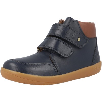 Bobux Kid+ Timber Navy Boots Leather Padded Comfort Adjustable Strap Kids
