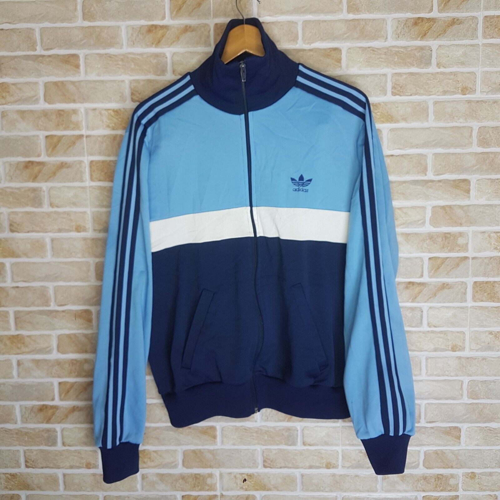 vintage 80's adidas track jacket size M blue