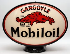 GARGOYLE MOBILOIL OVAL Gas Pump Globe - SHIPS FULLY ASSEMBLED! MADE IN THE USA!!