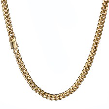 Miami Cuban Link Chain Necklace Bracelet 18k Gold Plated Stainless Steel 6mm 44"