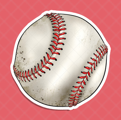 Baseball Sticker Hand drawn Waterproof  - Buy Any 4 For $1.74 Each Storewide!