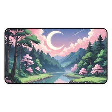 Anime Forest Large Mouse Pad Desk Mat, Pink Gamer Desktop Computer Accessory