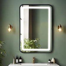 LED Bathroom Mirror with Lights Illuminated Demister Wall Mounted Mirror 40x60cm