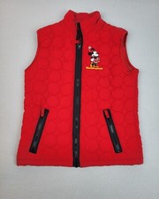 Disney Parks Minnie Mouse Puffer Vest Womens Extra Small Red Full Zip Outdoor