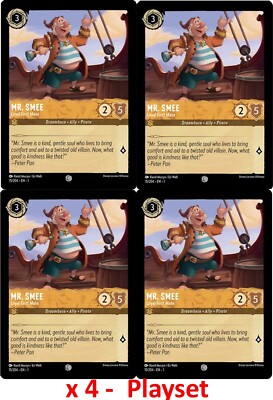 Disney Lorcana  Playset x4 - Mr. Smee Loyal First Mate 15/204 NM Non-Foil 4 Card