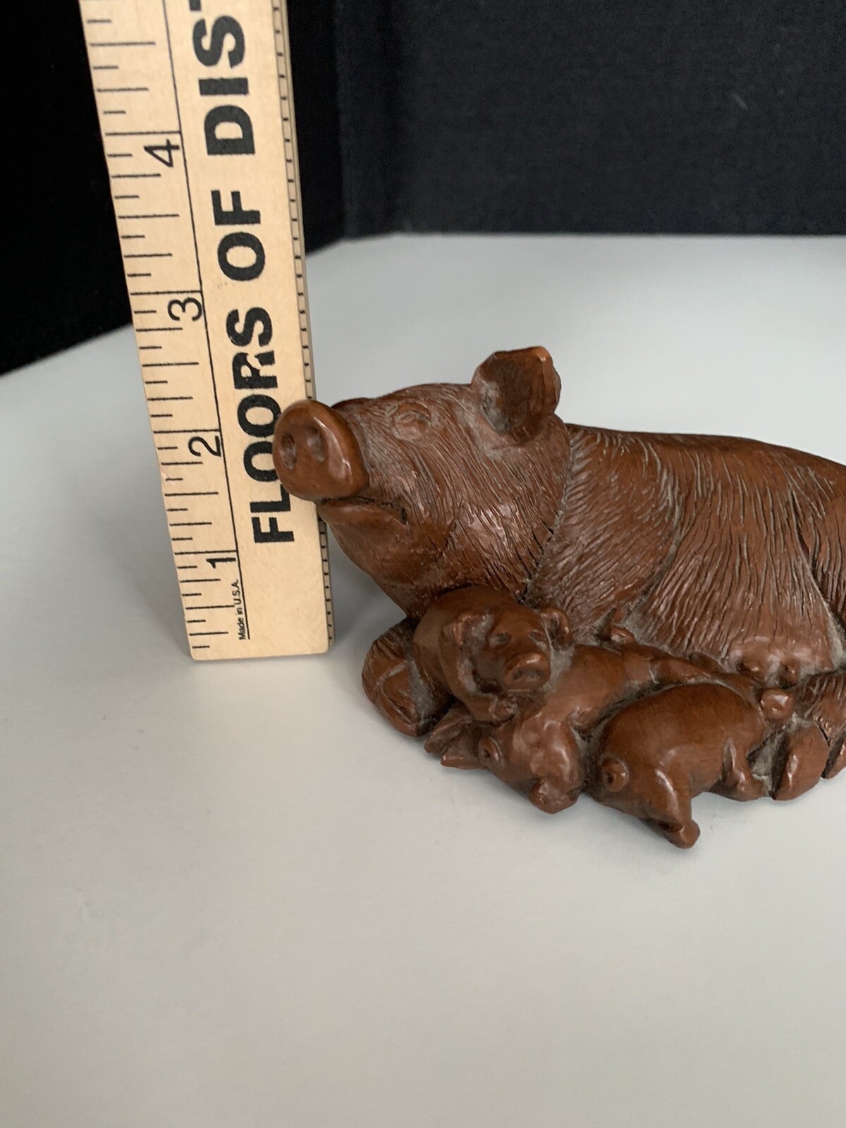 Red Mill Mfg Sow Pig & 2 Piglets Figurine Mom Babies Laying Down