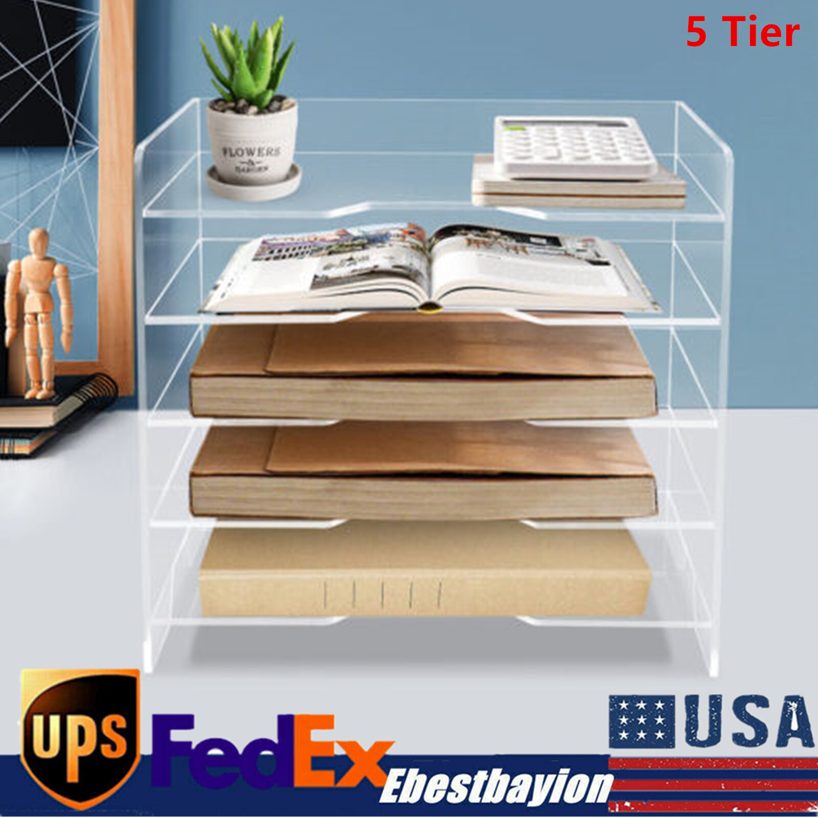 5 Tier Offices Study Room Desk Organizer File Storage Tray File Organizer Holder