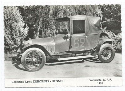 VOITURETTE D.F.P. 1910 Photo Postcard Photo Photographer Automobile Vintage
