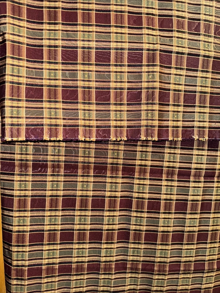 Brown Green Autumnal Plaid Decorator Fabric Remnant Unused Fabric 56" x 36" - Image 3 of 4