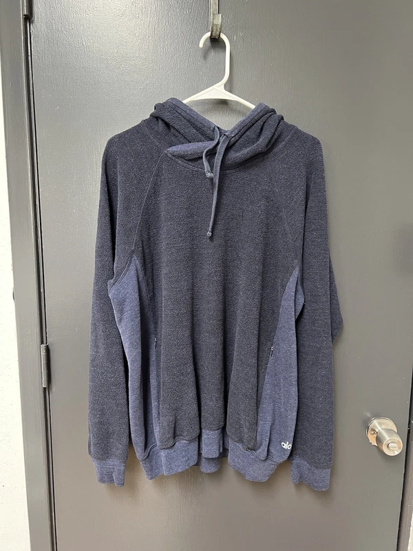 alo-yoga inside/out fleece oversized casual zipper pockets hoodie