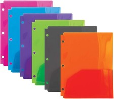 BAZIC Poly 2-Pocket Portfolio Translucent File Folder 3-Ring Binder - 6 Pack NEW